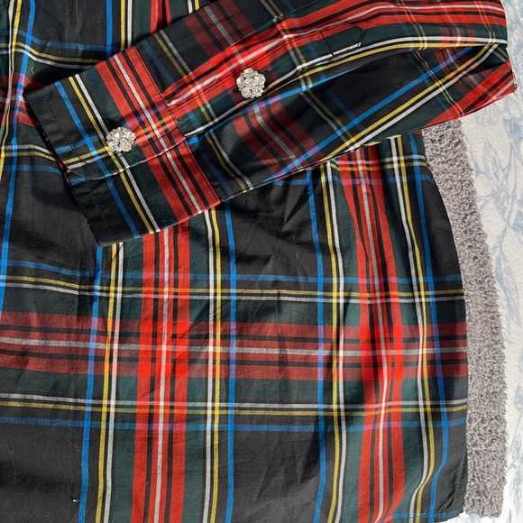 NWT JCrew Jewel Button Plaid Top - Picture 4 of 8